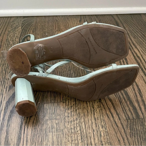 Marc Fisher Aliana Light Green Lizard-Embossed Strappy High Heel Sandals size 8 - Picture 7 of 9